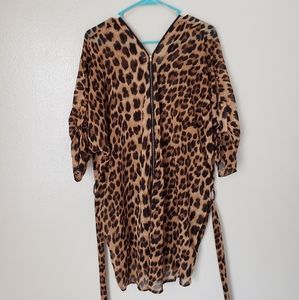Leopard print batwing tunic